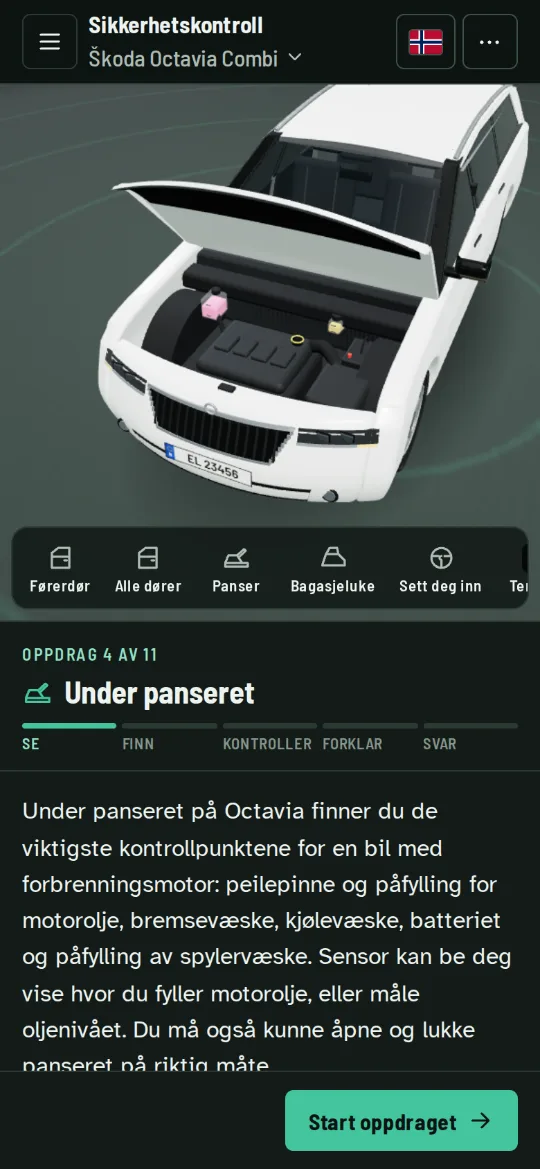Motorrommet i 3D med panseret åpent